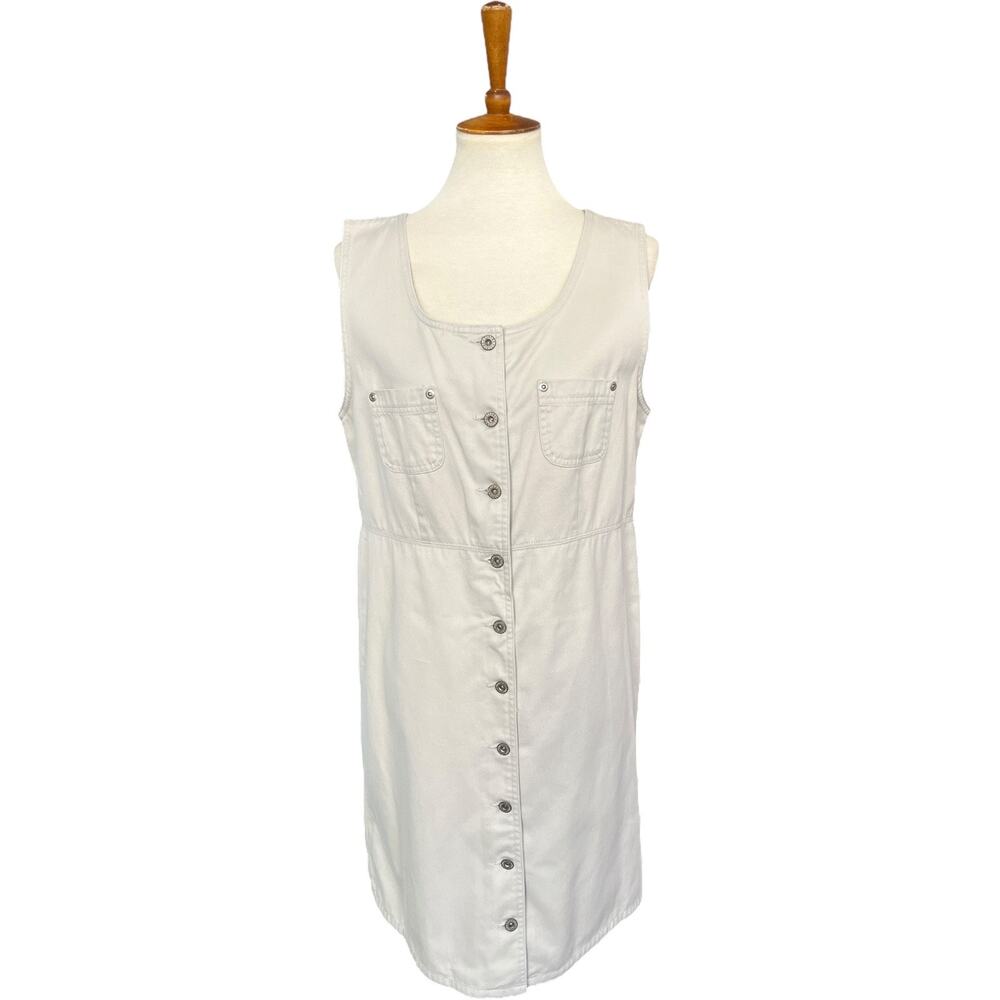 Vintage 90s Sonoma Button Up Denim Cotton Dress Cottagecore Coastal Size Medium